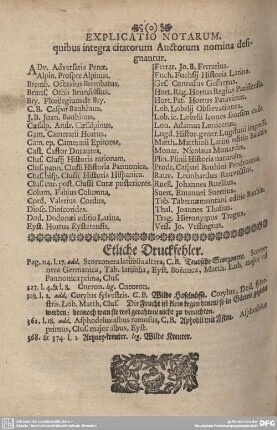 EXPLICATIO NOTARUM, quibus integra citatorum Auctorum nomina designantur.