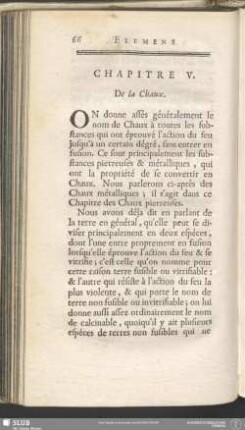 Chapitre V. De la Chaux