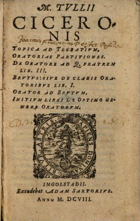 Topica ad C. Trebatium, Oratoriae Partitiones, ...