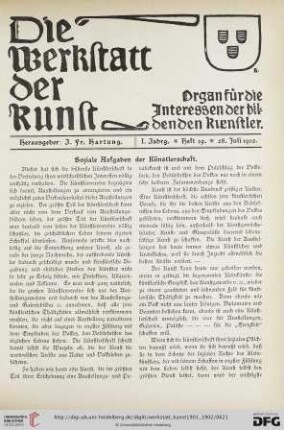 1: Soziale Aufgaben der Künstlerschaft