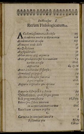 Indiculus I. Rerum Philologicarum