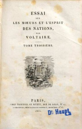 Essai sur les moeurs et l'esprit des nations, Tome troisième