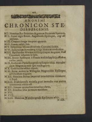 Anonymi Chronicon Stederburgense.