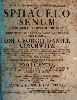 Diss. inaug. med.-chir. de sphacelo senum