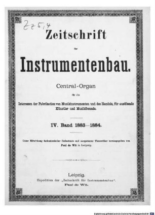 Zeitschrift für Instrumentenbau. 4. 1883/84