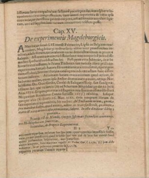 Cap. XV. De experimentis Magdeburgicis.