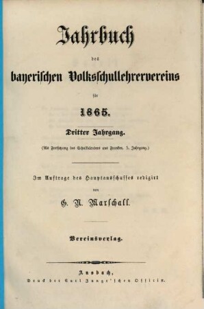 Jahrbuch des Bayerischen Volksschullehrervereins. 3. 1865