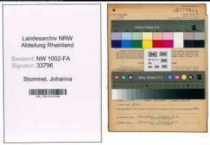 Entnazifizierung Johanna Stommel, geb. 01.07.1908 (Verkaeuferin)