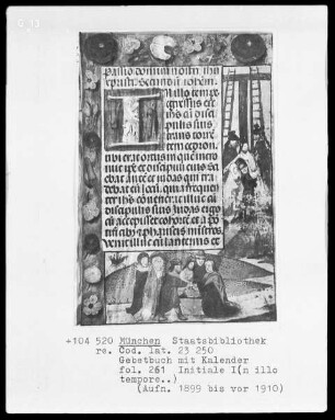 Gebetbuch mit Kalender — Beweinung Christi, im Hintergrund Kreuzabnahme, Folio 261recto