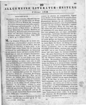 Eylert, R. F.: Charakter-Züge und historische Fragmente aus dem Leben des Königs von Preußen Friedrich Wilhelm III.. T. 1. Magdeburg: Heinrichshofen 1842