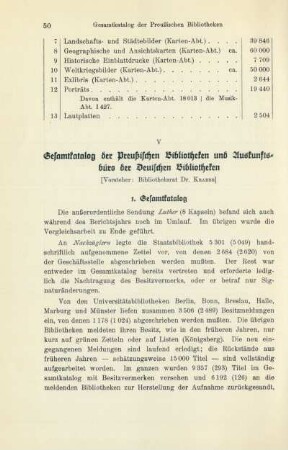 V Gesamtkatalog der Preußischen Bibliotheken und Auskunftsbüro der Deutschen Bibliotheken