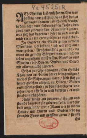 ACh Christen last euch sagen/ Ein war||hafftig new geschicht/