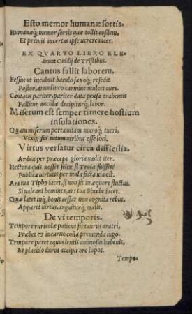 Ex Quarto Libro Elearum Ovidii de Tristibus.