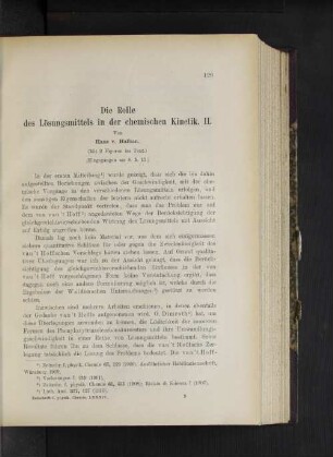 Die Rolle des Lösungsmittels in der chemischen Kinetik. II.