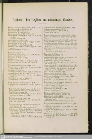 Alphabetisches Register des achtzehnten Bandes