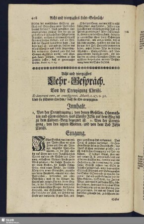 Acht und viertzigstes Lehr-Gespräch. Von der Creutzigung Christi