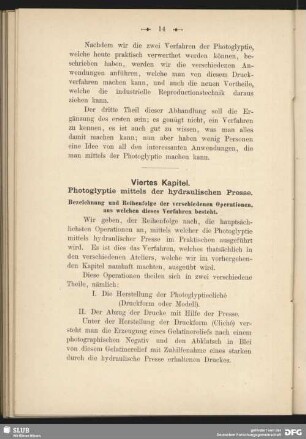 4. Photoglyptie mittels der hydraulischen Presse