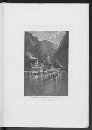 Der Vergnügungsdampfer Prinzessin Victoria Luise begegnet bei Gudwangen in Norwegen S. M. Yacht Hohenzollern.