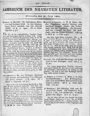Zürich, b. Bürckli: Ein bescheidenes Blümchen auf Lavaters Grab. In den Blumenkranz seiner Freunde von Joh. Heinrich Bürkli. 64 S. 8. 1801.