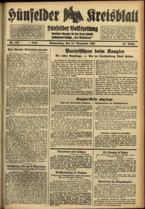 Erste Ausgabe vom Donnerstag, den 17. November 1932.