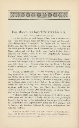 Das Modell des Kapellmeisters Kreisler