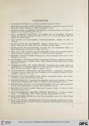 Fayencen (Nr. 1-73)