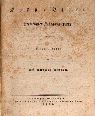 Morgenblatt für gebildete Stände. Kunst-Blatt, 1832