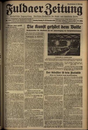 Erste Ausgabe vom Samstag, den 28. November 1936.