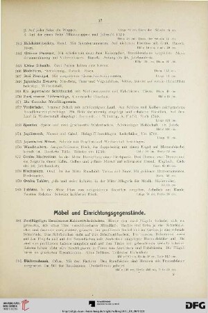 Möbel und Einrichtungsgegenstände (Nr. 381-451)