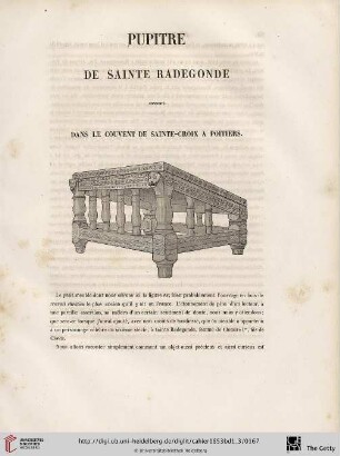 Pupitre de Sainte Radegonde conservé dans le couvent de Aainte-Croix a Poitiers