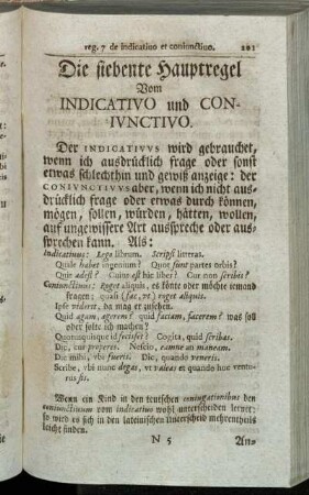 Die siebente Hauptregel Vom Indicativo und Coniunctivo. - Schlußanmerckung zu allen sieben Hauptregeln. - Syntaxis Figurata.