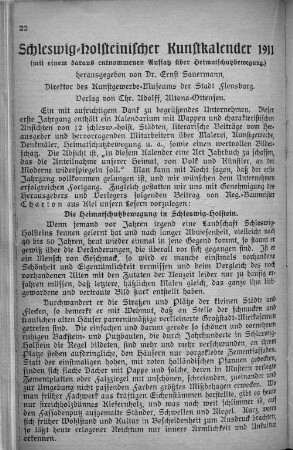 Schleswig-holsteinischer Kunstkalender 1911