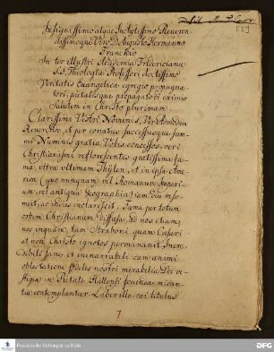Brief von Cotton Mather an August Hermann Francke.
