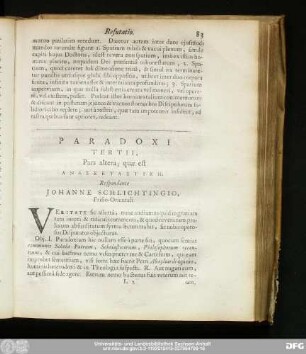 Pars altera; quae est [...]. Respondente Iohanne Schlichtingio, Frisio-Orientali.