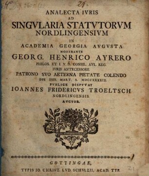 Analecta ivris ad singvlaria statvtorvm Nordlingensivm