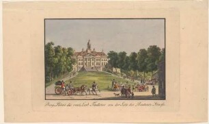 Findlaters Weinberg am Elbhang zwischen Saloppe und Mordgrund bei Dresden, das Palais von der Bautzner Landstraße nach Süden