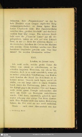 XVII. London, im Januar 1919
