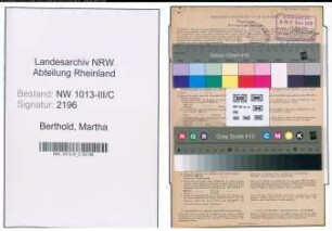 Entnazifizierung Martha Berthold , geb. 28.11.1906 (Schneiderin)