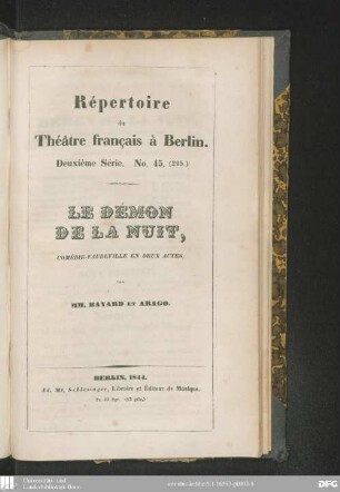 Le démon de la nuit : comédie-vaudeville en deux actes