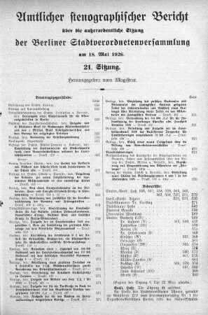 Sitzung 21, 18. Mai 1926