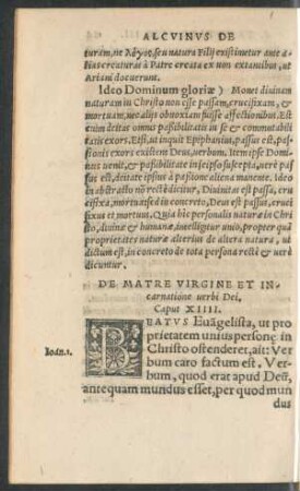 De Matre Virgine Et Incarnatione verbis Dei. Caput XIIII.