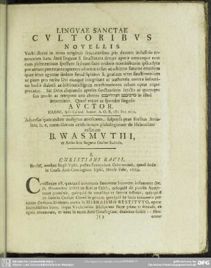Lingua Sanctae Cultoribus Novellis