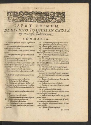 Caput Primum. De Officio Judicis In causa Et Processu Judiciorum.