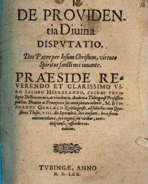 De providentia divina disputatio
