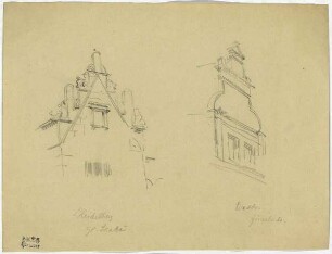Heidelberger Schloss und Fürstenhaus in Dresden, Giebel vom Gläsernen Saalbau, Giebel vom Fürstenhaus