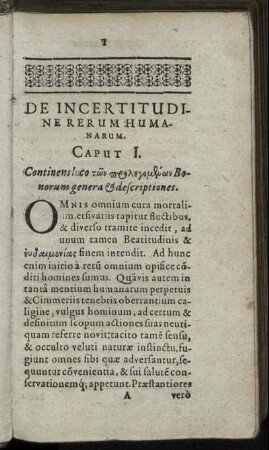 Caput I. Continens loco [...] Bonorum genera & descriptiones.