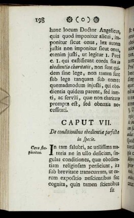 Caput VII. De conditionibus obedientiæ perfectæ in specie.