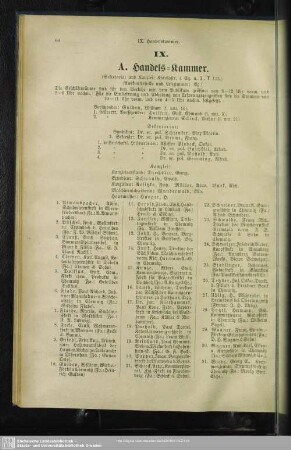 IX. Handelskammer, Gewerbekammer