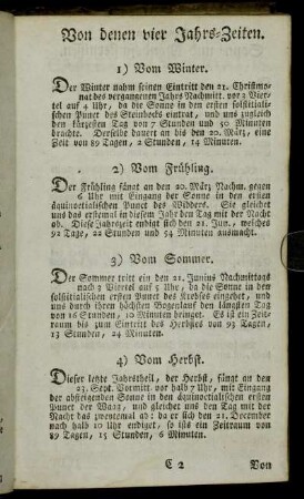 Von denen vier Jahrs-Zeiten. - von denen Sonn- und Mondsfinsternissen.