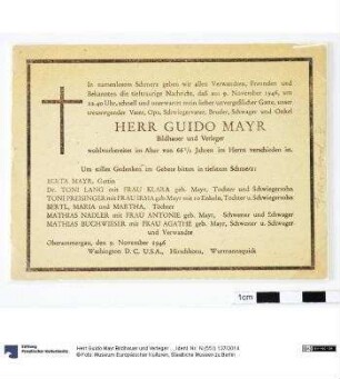 Herr Guido Mayr Bildhauer und Verleger ...